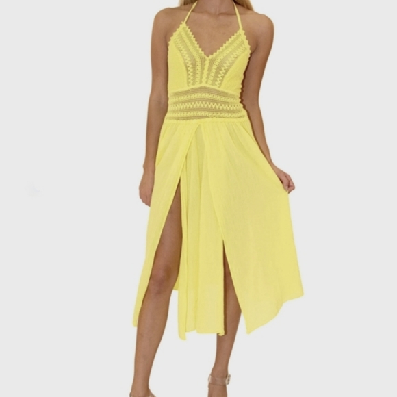 High split yellow dress - Picture 1 of 2